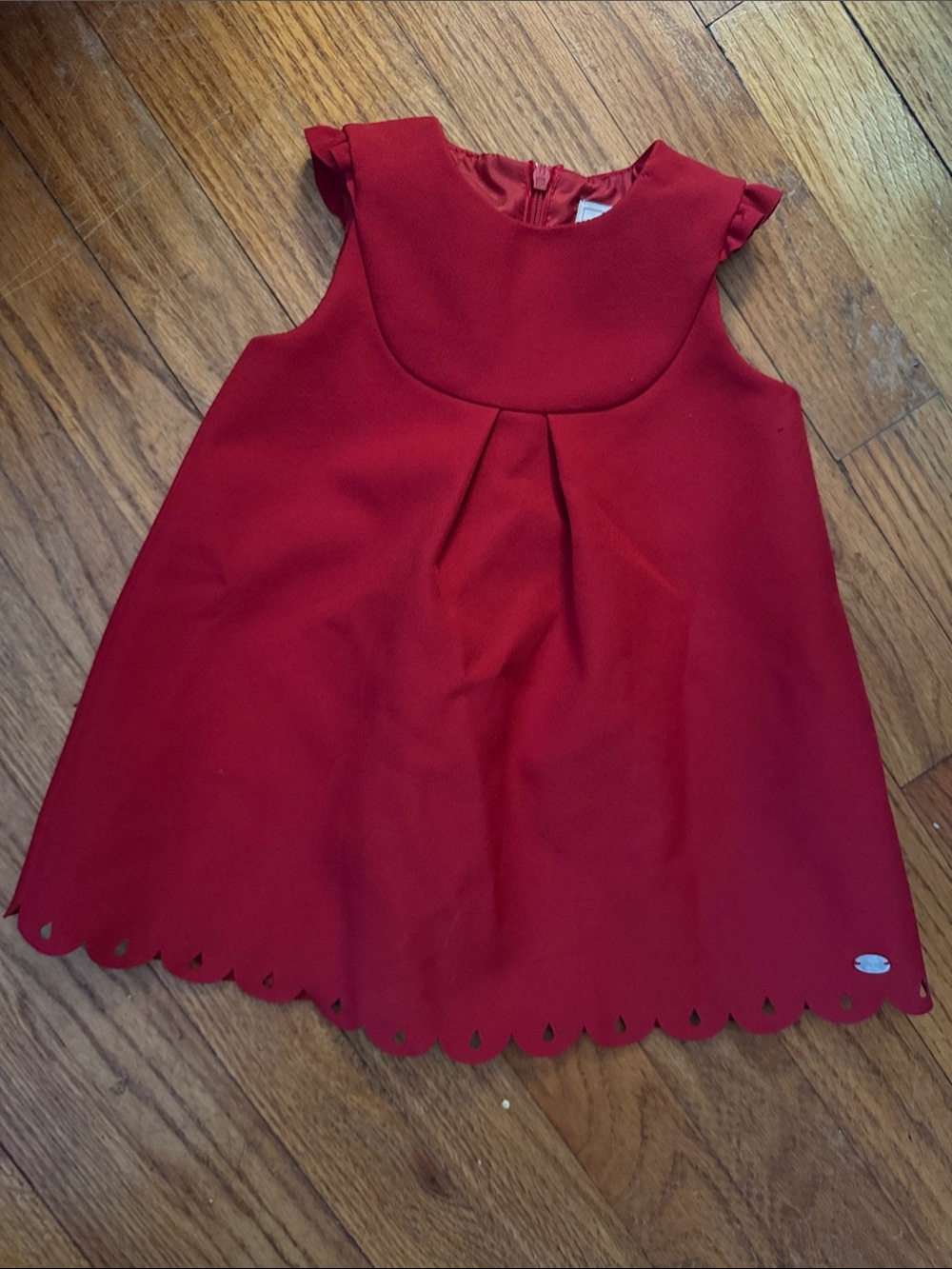 Tartine et Chocolat Red Scallop-Hem Formal Baby Dress